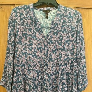 Women’s Bit & Bridle Blue Pink Tier Tunic Top XL